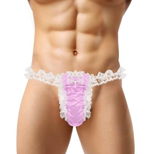 Mans Sex Panties Sissy G Strings Lace Panties Floral Stringi Transparent Gay Sex Underwear Male Briefs Tanga Hombre Micro Thong