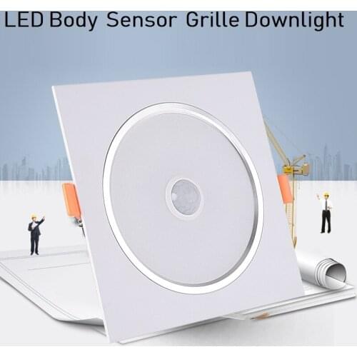LukLoy LED Body Sensor Grille Downligth Infrared Sensor Single Head Corridor Spotlight LED Parking Lot Embedded Down Light Lamp
