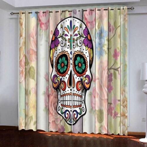 Blackout Curtain 3D Living Room Bedroom Curtains Decoration Skull Design Kids Room Curtain Drapes