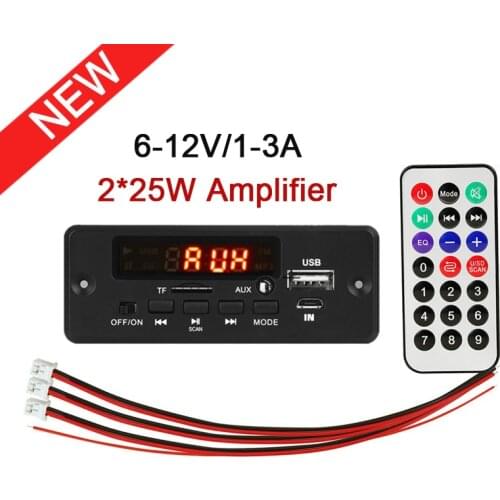 ON/OFF 12V 50W Amplifier MP3 Decoder Board Bluetooth V5.0 Car MP3 Player USB Recording Module FM AUX Radio For Speaker Handsfree