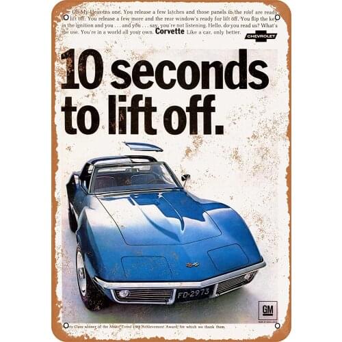 WallColor 8*12 Metal Sign 1968 Chevy Corvette Sting Ray Vintage Look 2