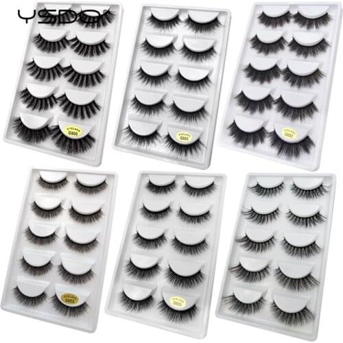 YSDO 5 Pairs False EyeLashes 3D Mink EyeLashes Natural Hair Long Volume Lash Dramatic Fluffy MakeupLashes Thick Fake EyeLashes