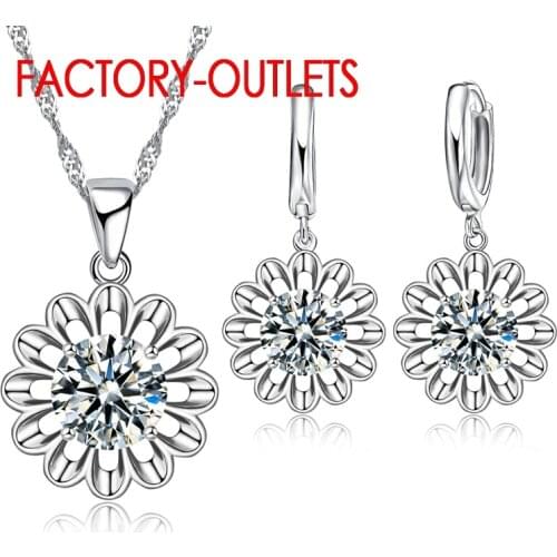 925 Sterling Silver Bridal Jewelry Sets Fashion Jewelry CZ Cubic Zirconia Flower Design Women Girls Engagement Anniversary