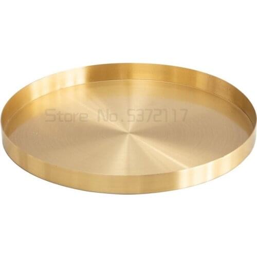 Gold metal round tray decoration soft decoration tray Hotel Club restaurant tea tray decoration