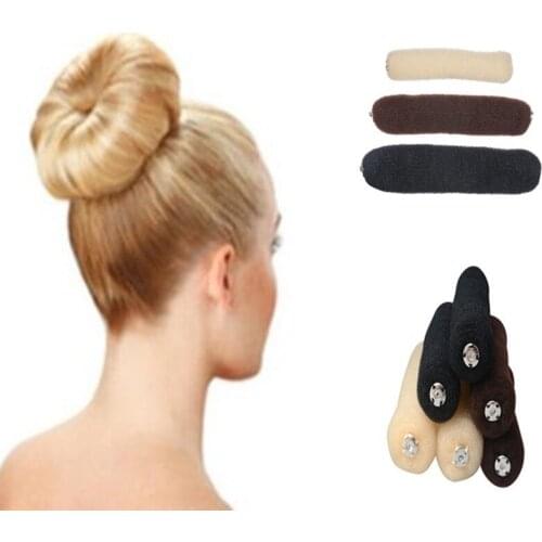 1PC New Women Lady Magic Shaper Donut Bun Maker Hair Ring Accessories Styling Tool S/M/L Black Coffee Hair Clip Wholesale