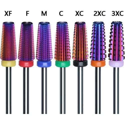 10PCS/Bag Tapered Carbide Nail Drill Bits With Cut Two-Way 5 in 1 Carbide Bit Drill Accessories Milling Cutter For Manicure