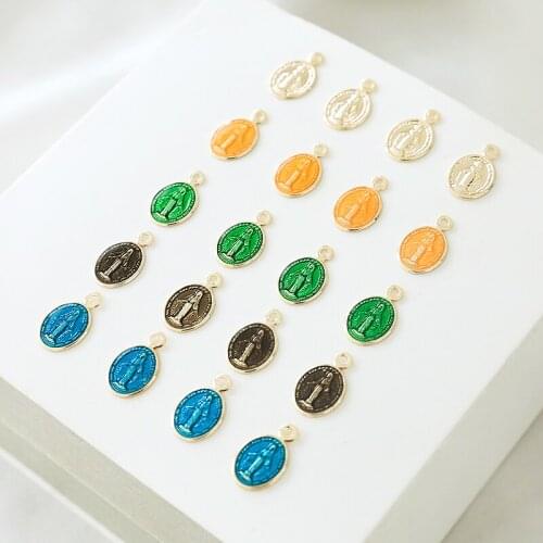 10pcs Copper-clad gold retro oval Jesus Earrings for Women pendant diy handmade jewelry necklace bracelet material accessories