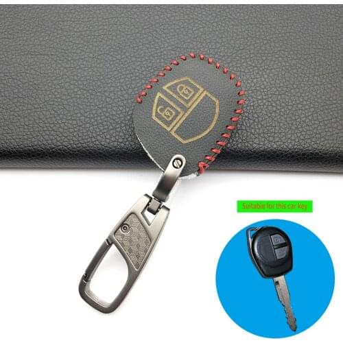 100% Leather Key Cover For Suzuki SX4 SWIFT LIANA VITARA JIMNY ALTO IGNIS ESTEEM 2 Buttons Remote Holder FOB Skin Cover