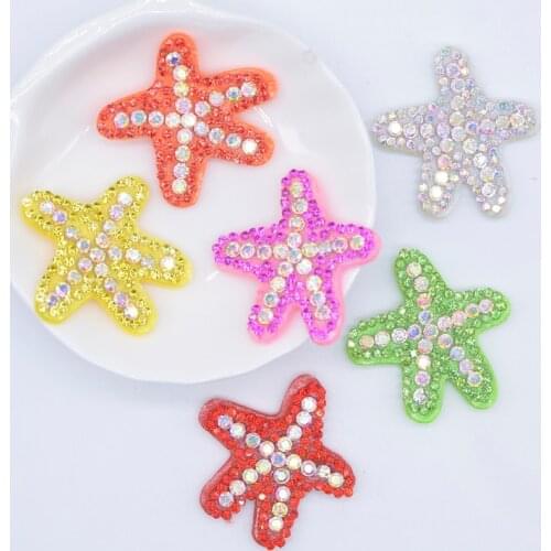 12Pcs 35*35mm Padded Sea Starfish Crystal Rhinestone Applique for DIY Clothes Shoes Hat Sewing Patches Headwear Decor Accessory