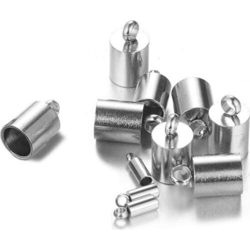 20pcs/lot Stainless Steel Clasps Hooks Cords End Cap Cord 2/3/5/6/7/8/mm Jewelry Making Bracelet Necklace DIY Findings supplies