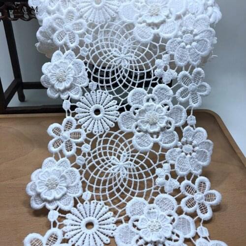 5yard 3D Rhinestone african lace fabric 2020 high quality lace wedding decoration trim patches DIY Water-soluble milk silk Laces