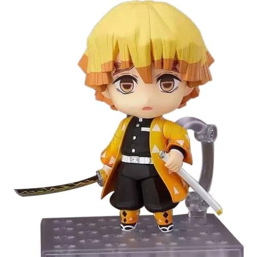 Anime Demon Slayer Figurine 10cm Agatsuma Zenitsu With Alternative Face Action Model Children Pet Doll Toys Kawaiii Desktop Pops