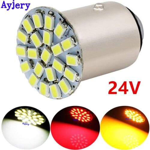 AYJERY Car Styling 200PCS 24V DC S25 1156 BA15S 1206 22 SMD 1157 BAY15D P21w Car Turn Tail Signal Light White Red Brake Light