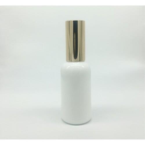 100pcs 50ml white bottle with lotion sprayer, Essential Oil Spray Glass Bottle, factory wholesale