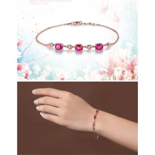 Red crystal Ruby bracelet jewelry for women 18k rose gold agate zircon diamond gemstones luxury birthday gifts for women girls