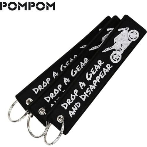 5PCS/LOT Motorcycle Key Chain Keychain for Cars Embroidery Black White Drop A Gear Key Fob Car Ring Keychains llaveros Bijoux