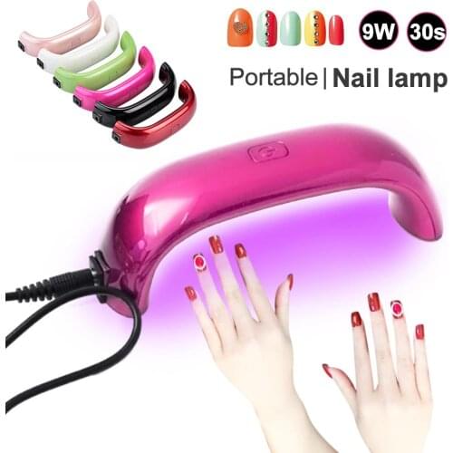 Household Mini Portable USB 9W 100-240V UV LED Manicure Lamp Gel Nail Dryer