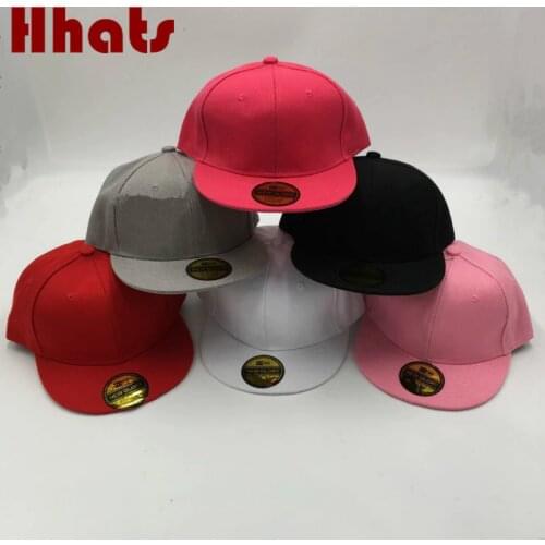 Childrens hip hop cap solid adjustable flat brim baseball cap casual outdoor blank golf snapback hat for kids