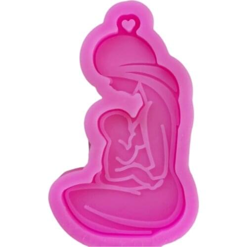 DIY Glossy Breastfeeding Mother Keychain Silicone Mould Crafts Polymer Jewelry Necklace Making Tool Epoxy Resin Mold