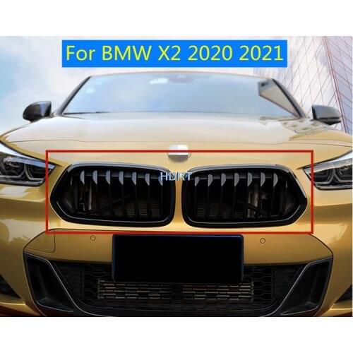 For BMW X2 2020 2021 Black 2pcs Refitting Special Middle Net Stick Tricolor Strip For Refitting Decoration Parts Car Accessories
