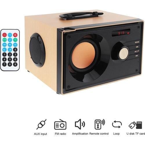 Home Theater Wireless Wood Stereo Surround Bass Gun Speaker Support TF Card U Disk FM AUX Input for Phones Computers