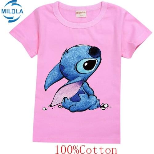 Disney New Boys Girls Boys Stitch Short Sleeve T-Shirt Tee Tops Children Costume Cosplay Clothes Kids Stitch Tees O-Neck