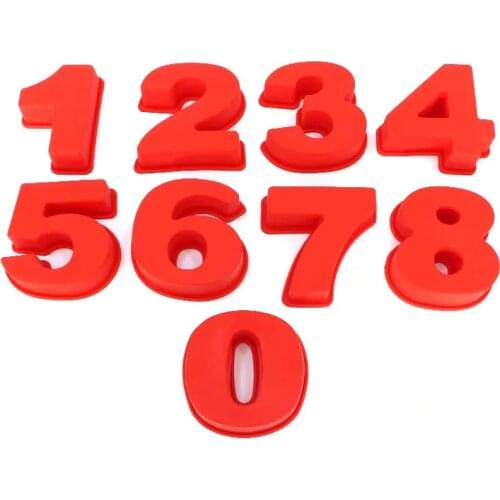 4 Inch Silicone Number Candy Tray Birthday Cake Mold 9 Pieces 0-8 Arabic Numbers Baking Moulds