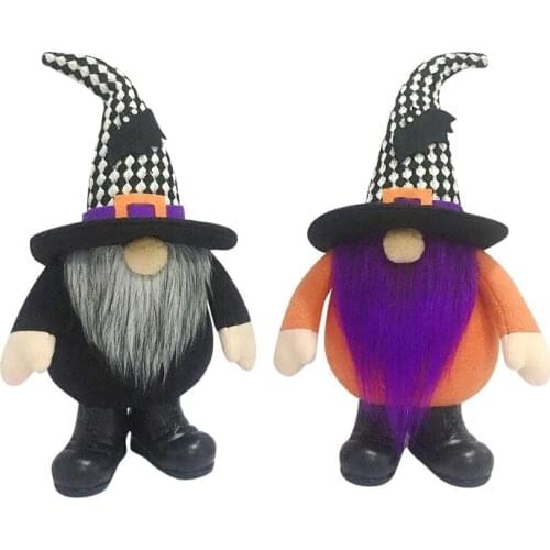 Halloween Gnomes Standing Plush Dwarf Christmas Decorations Gnome Plush Holiday Esstentials Witch with Bright Beards