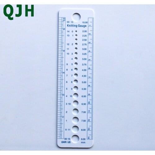 1pcs Plastic Sewte Knitting Needle Gauge Inch cm Ruler Tool (US UK Canada Sizes) 2-10mm Costura Sewing Accessories Tools