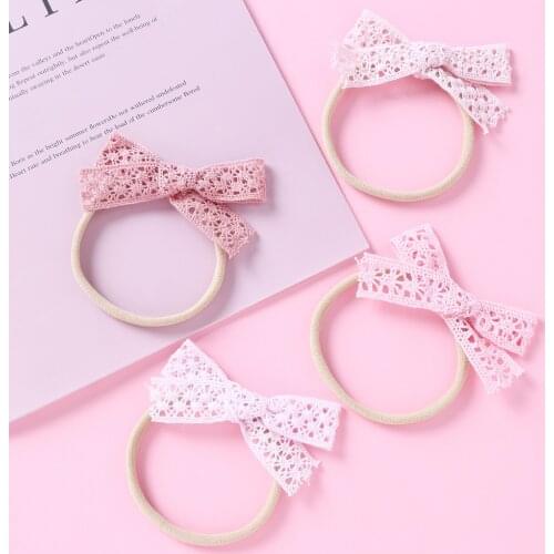Cotton Linen Baby Bows Nylon Headbands Lace Hollow Hair bands Toddler Headband Baby Girl Hair Accessories New 2020 Hairwear Gift