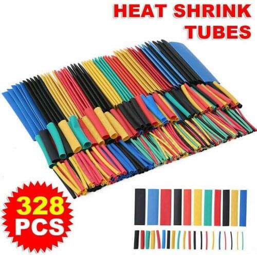 328 Pcs/lot Assorted 2:1 Heat Shrink Tubing Wrap Sleeve Kit top Polyolefin 5 Colors 8 Sizes tube Cable Sleeving Assortment Wrap
