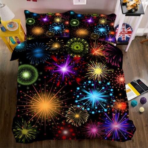 Beautiful fireworks 3D Bedding Set King Queen Size Bed Linen Duvet Cover Bed Sheet Set Pillowcases