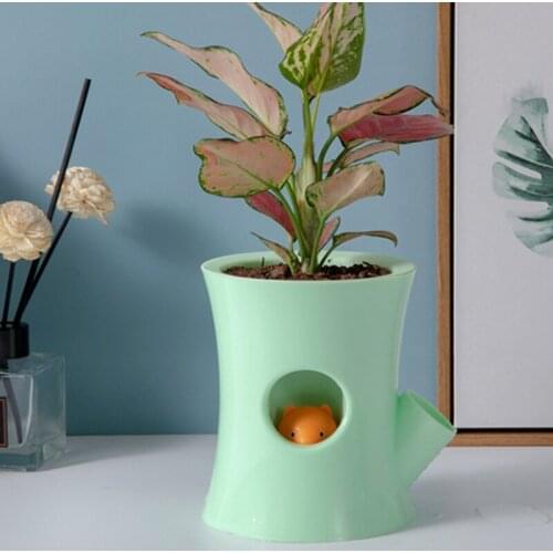 2PCS Creative Flower Pot Cartoon Self-Absorbent Plastic Flower Pot Lazy Auto Watering Flowerpot for Indoor Garden Plants