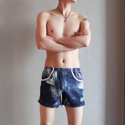 Summer Man Sleep Bottom Fashion Brand Male Casual Convex U Pouch Boxer Shorts Mesh Breathable Plus Size Home Pajamas Underpants