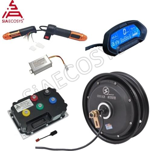 SiAECOSYS QSMOTOR 10x2.15inch 3000W 60V 80kph Hub Motor with QSKLS7230H controller and kits for Electric Scooter