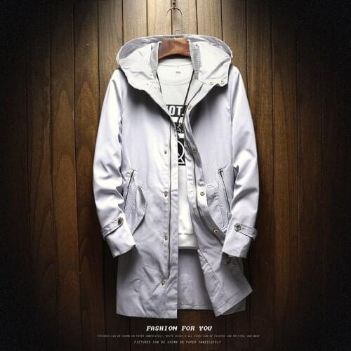 YuWaiJiaRen Mens Spring Autumn Hood Jacket Fashion Long Solid Windbreaker Zipper Casual Jacket Outwear M-5XL Curve Appeal