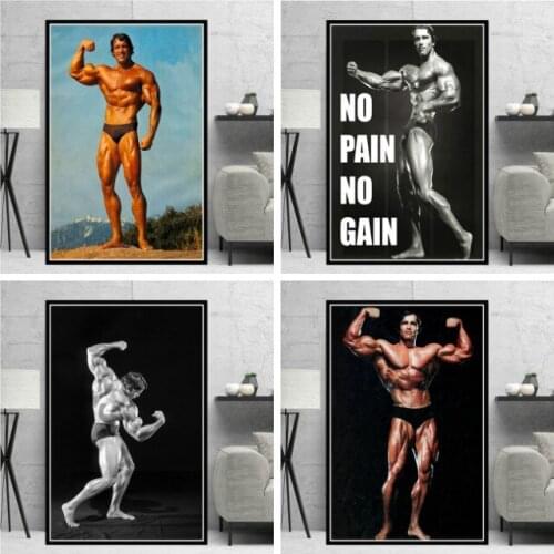 Poster Prints Arnold Schwarzenegger Bodybuilding Fitness Gym Wall Painting Workout Wall Art Pictures for Bedroom Home Decor Gift