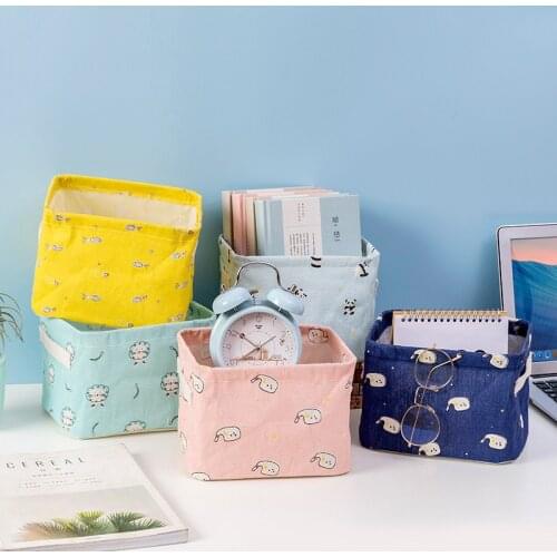 Desktop Storage Box Waterproof Linen Sundries Toy Storage Basket Cosmetic Underwear Storage Office Organizer 20x15x13.5CM