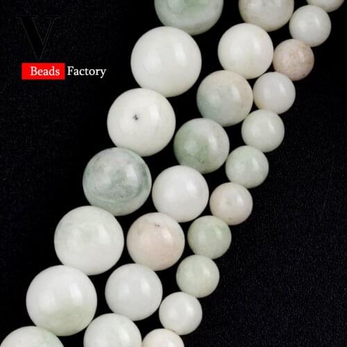Natural Light Green Jades Round Stone Beads For Jewelry Making DIY Necklace Bracelet Ring 4mm-12mm Spacer Beads 15" Wholesale