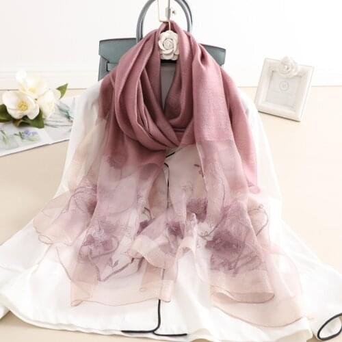 Brand 2020 New Winter Hijab Silk Wool Embroidery Scarves Women Travel Beach Poncho Shawl Scarf Bandana Foulard Femme Pashmina