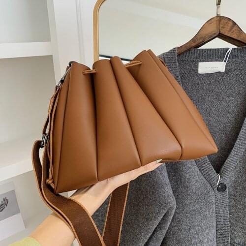 Solid Color Small PU Leather Bucket Crossbody Bags for Women 2021 Fashion Travel Lady Shoulder Handbags and Purses