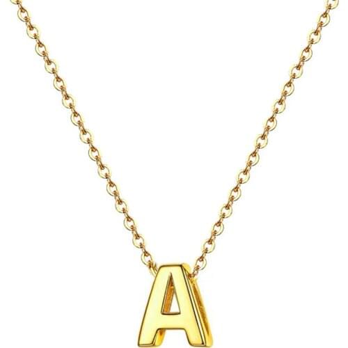 A-Z Letter Necklaces Women Gold Color Stainless Steel Initial Pendant Stainless Steel Chain English Alphabet Letter Jewelry A109