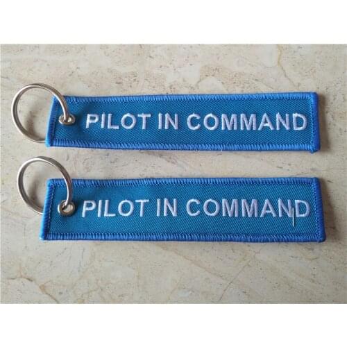 Pilot In Command Pilot Fabric Embroidered High Quality Keychain