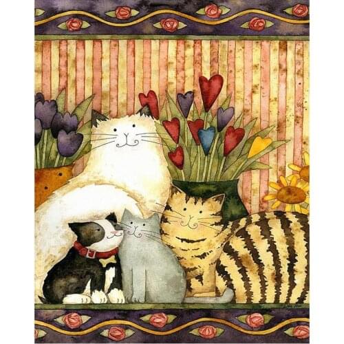 Full square diamond painting cartoon cats rhinestone embroidery art mosaic sticker decor diamond dots poster wall paper craft
