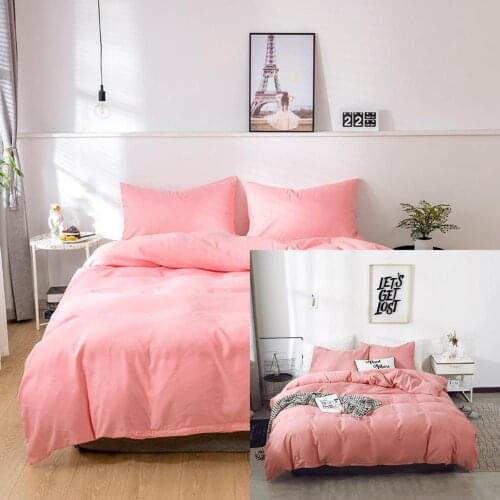 Pink Duvet Cover with Pillowcases Girls Women Bedding Quilt Comforter Cover Set Soft Brushed Bedclothes Twin Queen King Size