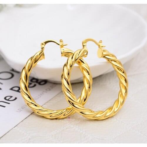 Annayoyo lassic Gold Color Earring Stud for Girls/Woman,Arab Africa Bride Wedding Brincos Jewelry Gift