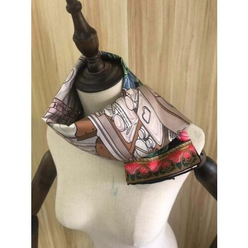 2021 new arrival winter spring classic apple 100% pure silk scarf twill hand made roll 90*90 cm shawl wrap for women lady