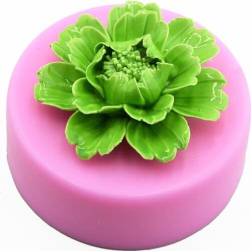 Middle Size 3D Peony shaped fondant cake decorating Silicone Mould flower handmade soap chocolate jelly candy mold