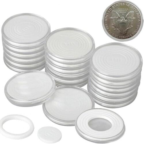 20 Sets 46mm Coin Holder Capsule Protector Collection Clear Coin Storage Box for Awards Ceremony