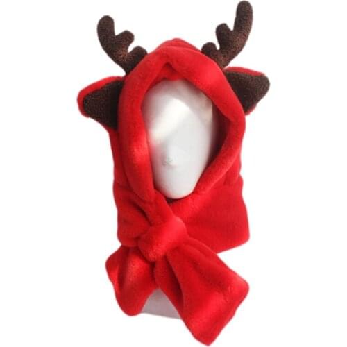 Funny Hooded Scarf Stuffed Feel Animals Hat Warm Fleece Hats Kids Winter Hat One Size Christmas Party Decorations